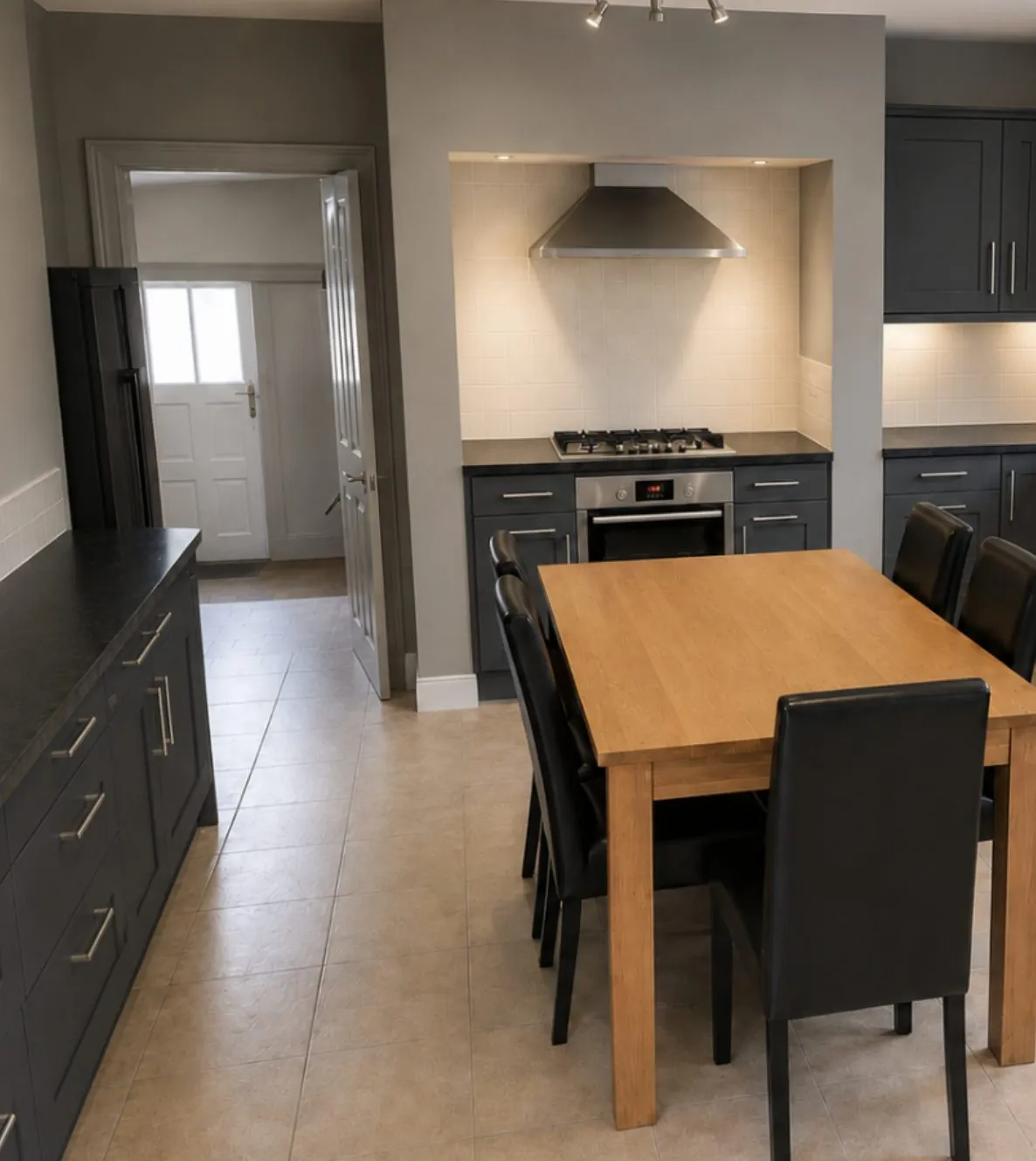 Charcoal hand painted kitchen