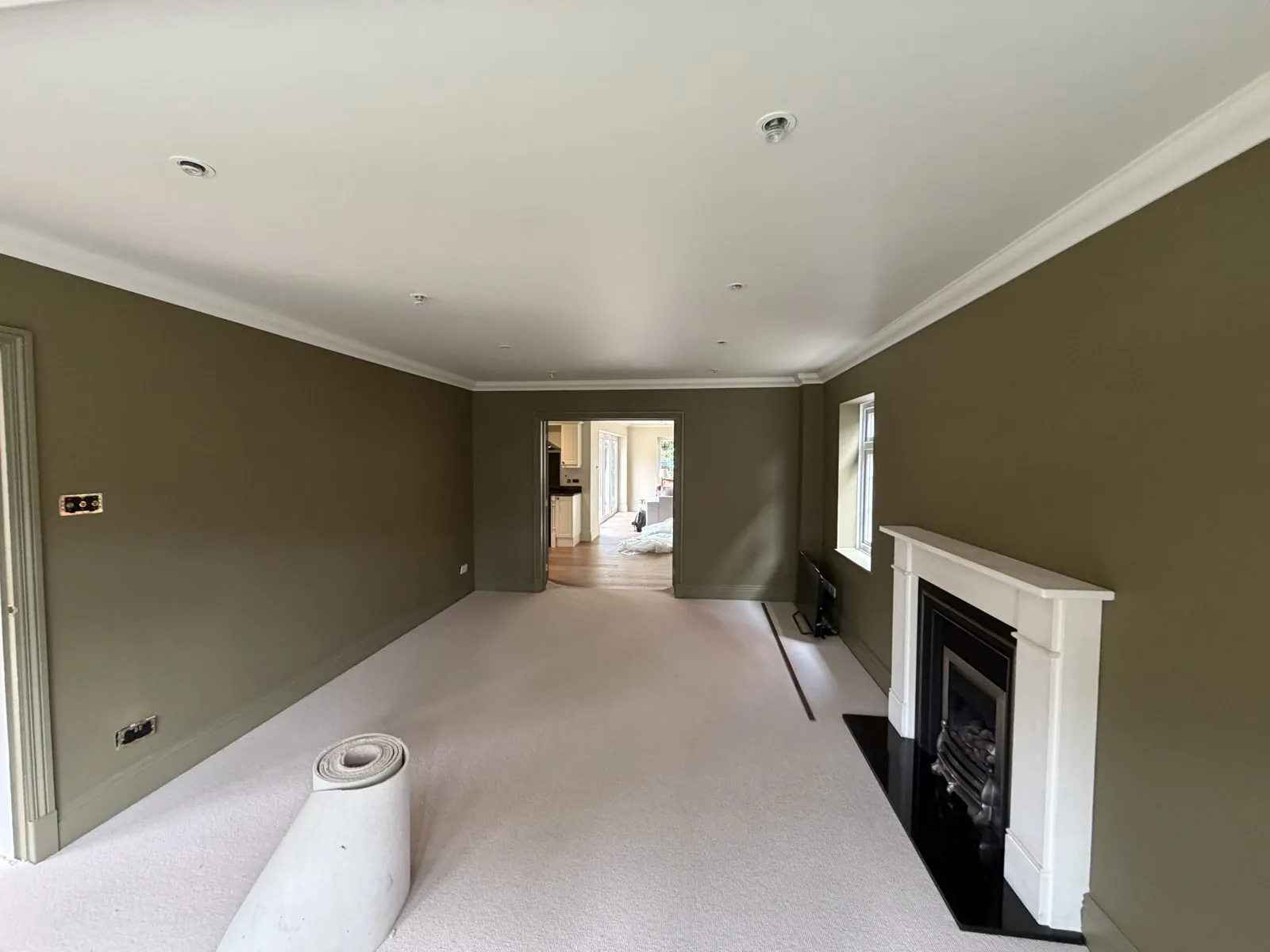 Sage green living room repaint